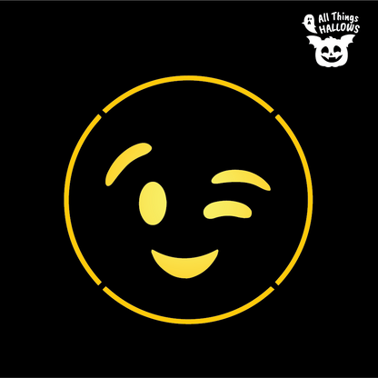 Winking Face Emoji Pumpkin Stencil