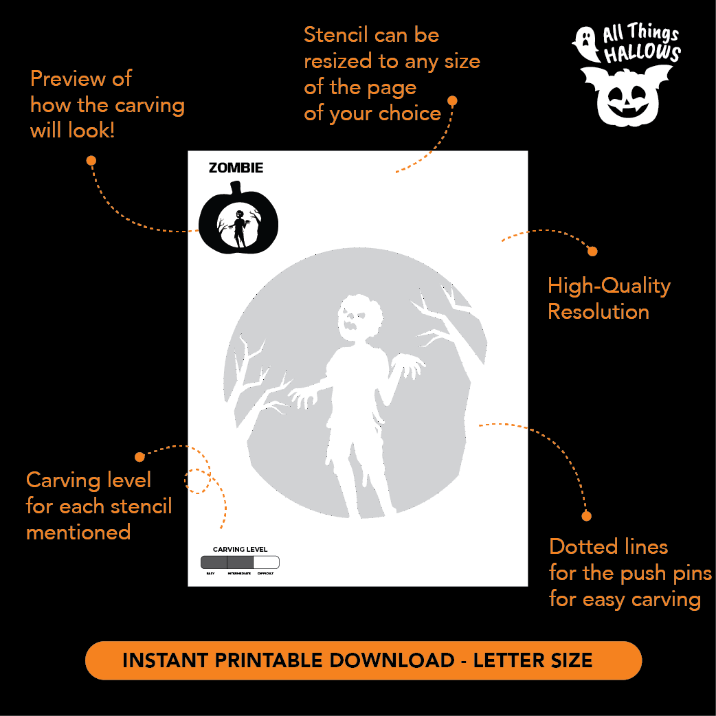 Zombie Pumpkin Stencil